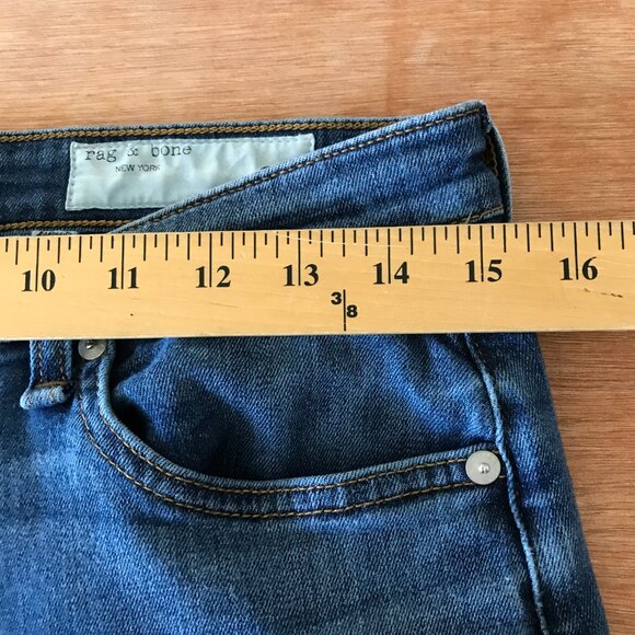 Rag & Bone Cate Mid Rise Skinny Jeans Women 27 Blue Raw Hem Medium Wash Stretch - Picture 10 of 13
